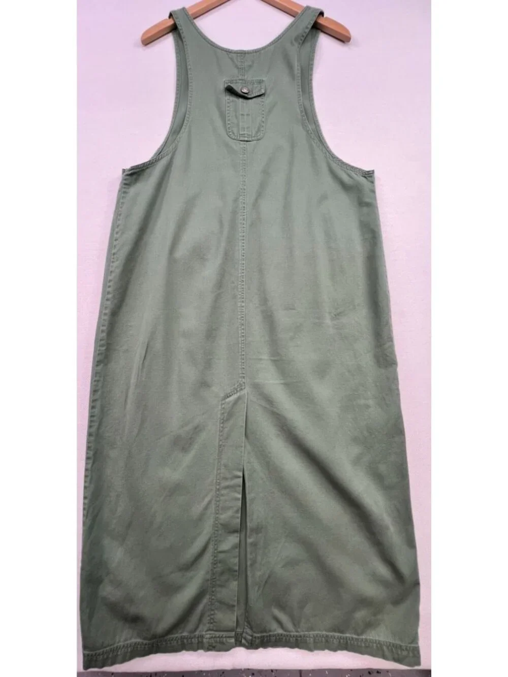 Baccini Women's Zip Up Cargo Midi Dress Sleeveless Size 16W Olive Green Pockets